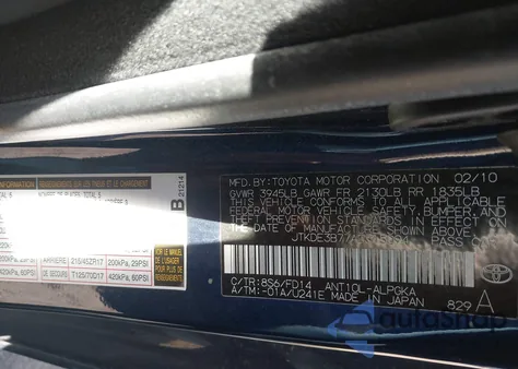 2010 Scion Tc from USA, damaged, VIN JTKDE3B77A0315094